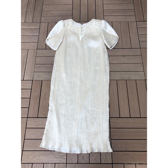 Morton Myles for the Warrens pleats plisse ivory/pearl short embellished dress - Picture 7 of 9